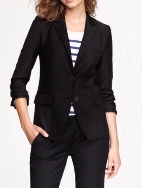 NWT J. Crew 1035 Bi-Stretch Wool Blazer Jacket Black Size 14